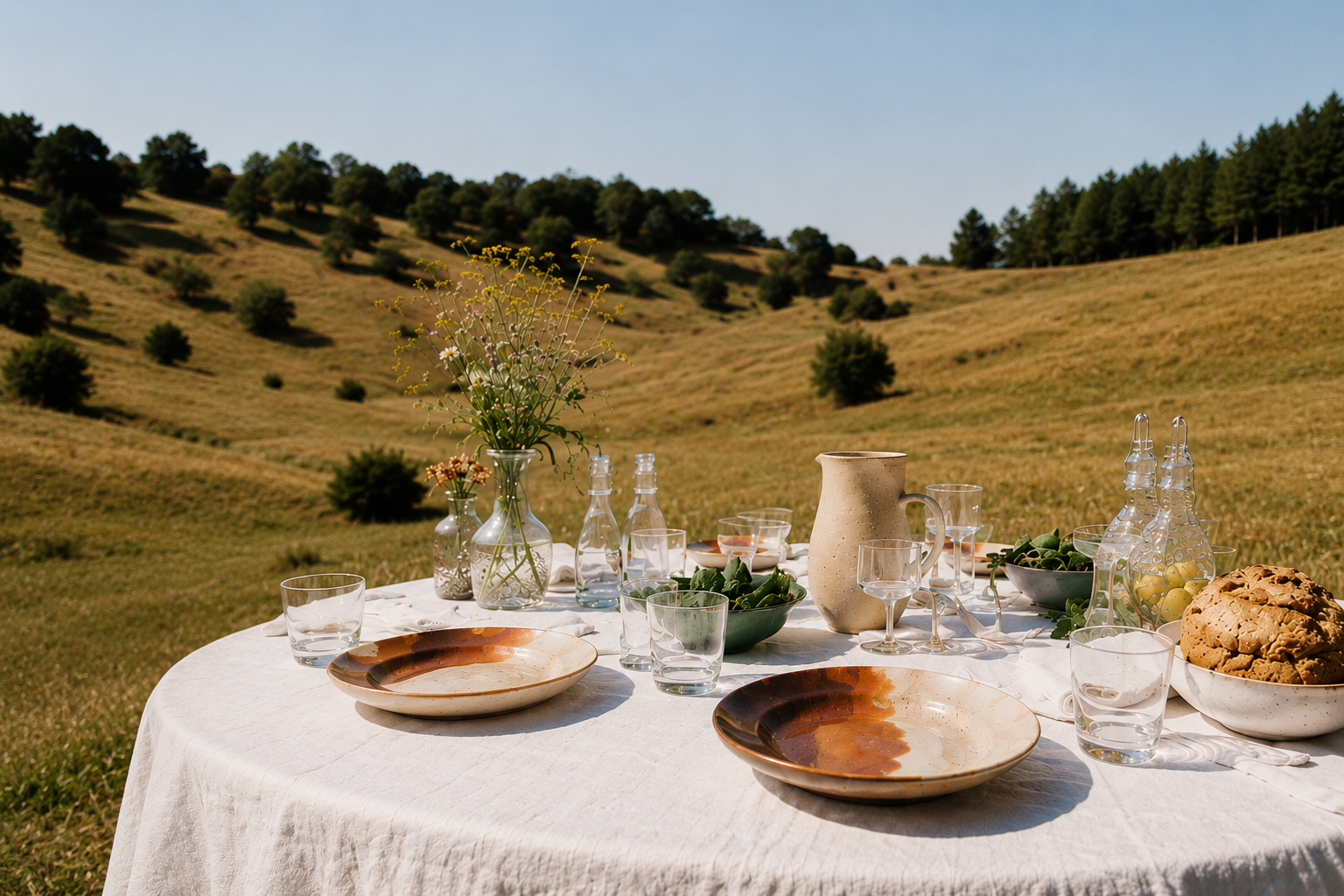 Table dressée dans le paysage méditerranéen — Collection Famille
